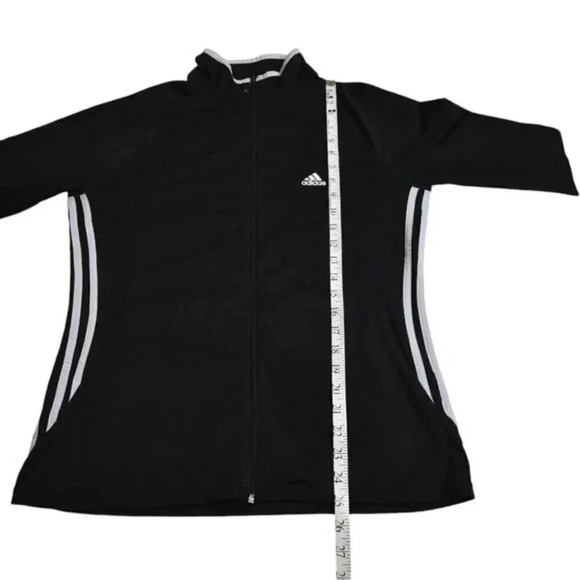 Adidas Black Full Zip Track Jacket 3 Stripes Lightweight Women's Size Large - Picture 5 of 8